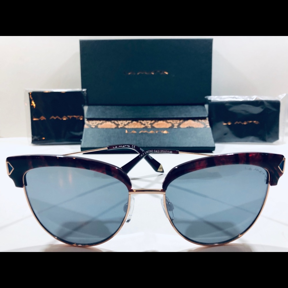 La Matta Sunglasses Havana Red Blue; Blue Lens New
